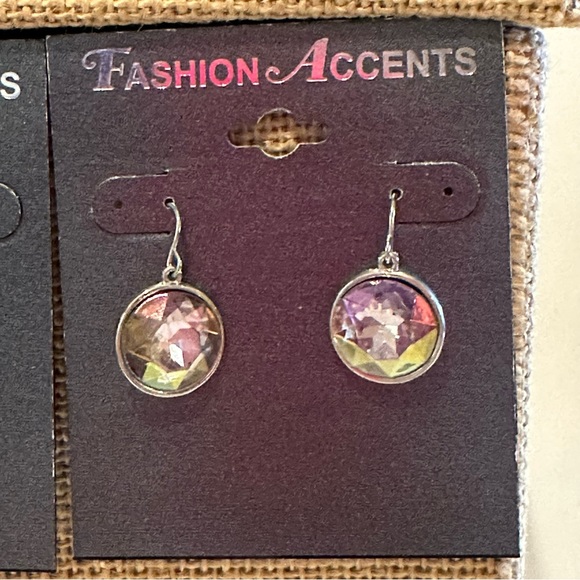 NWT 2 Pair of Fashion Accents Earrings silver tone fish hook dangles - Picture 5 of 11